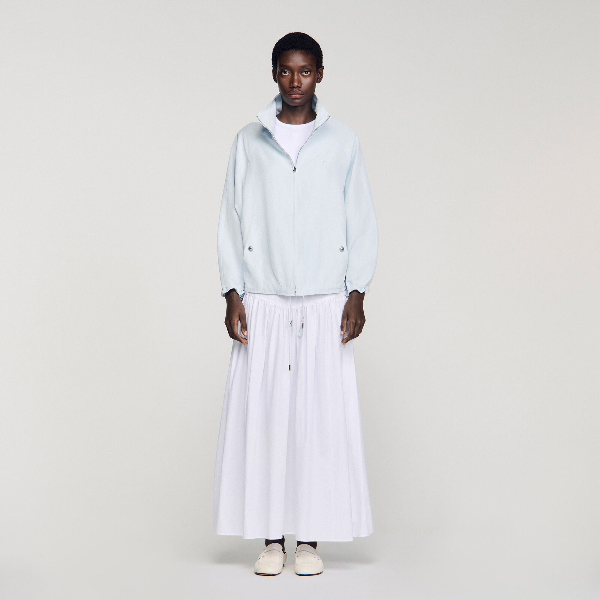 Blouson oversize col montant brod&eacute;