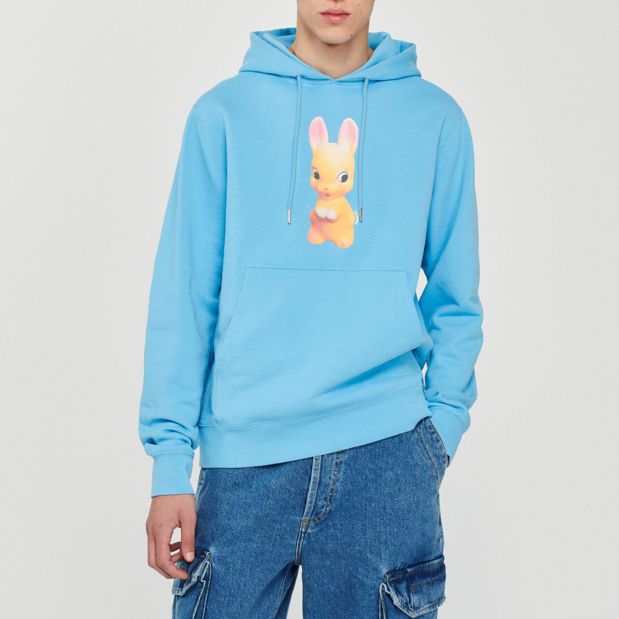 Sweat à capuche imprimé lapin