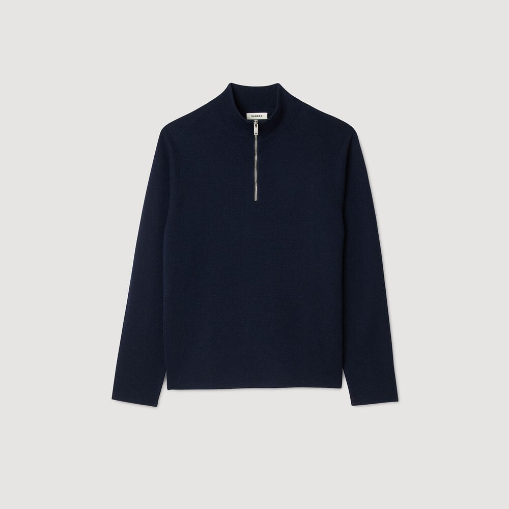Sandro Pull en laine à col montant – Midnight Blue – vue 6