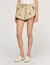 Short &agrave; rayures et fleurs brod&eacute;es