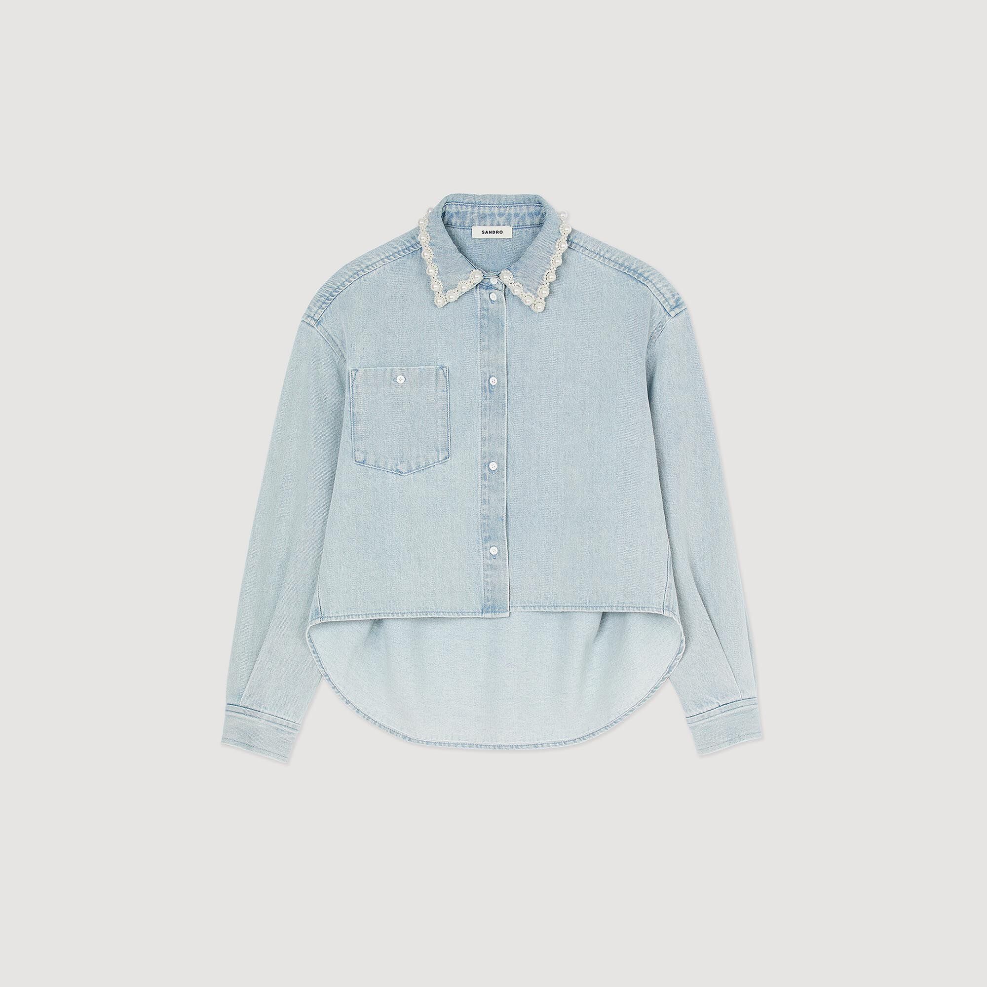 Chemise en jean à col perlé
