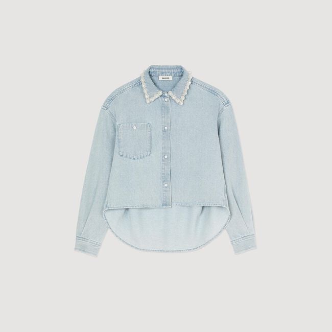 Chemise en jean à col perlé