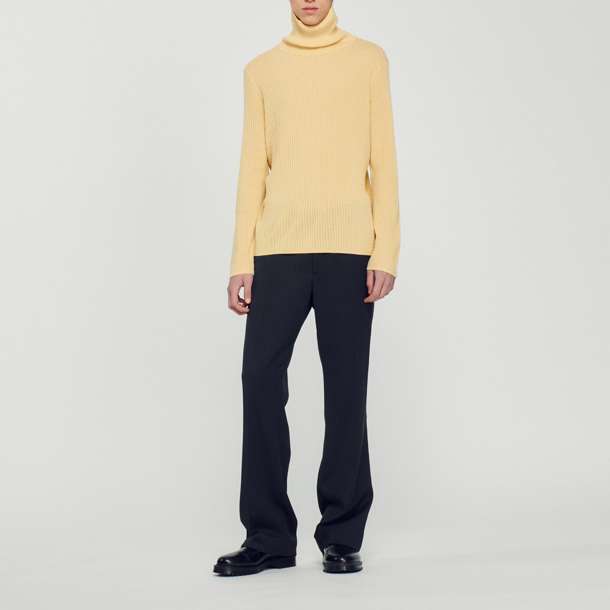 Pull col roule Homme Yellow Orange Men Sandro Paris