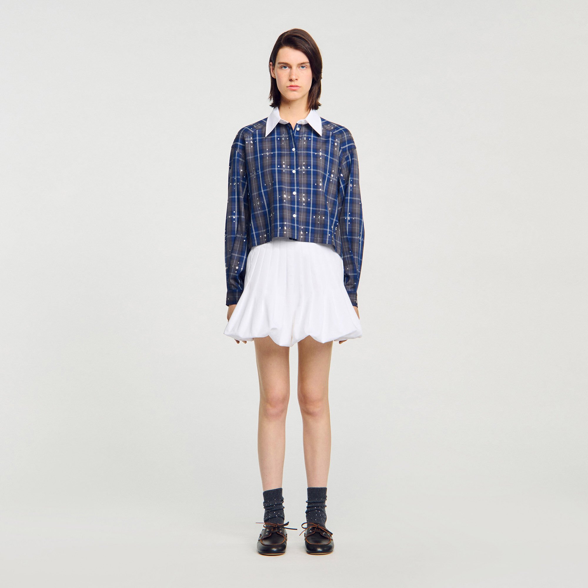 Chemise à carreaux strassée