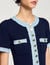Robe longue en maille à détails denim