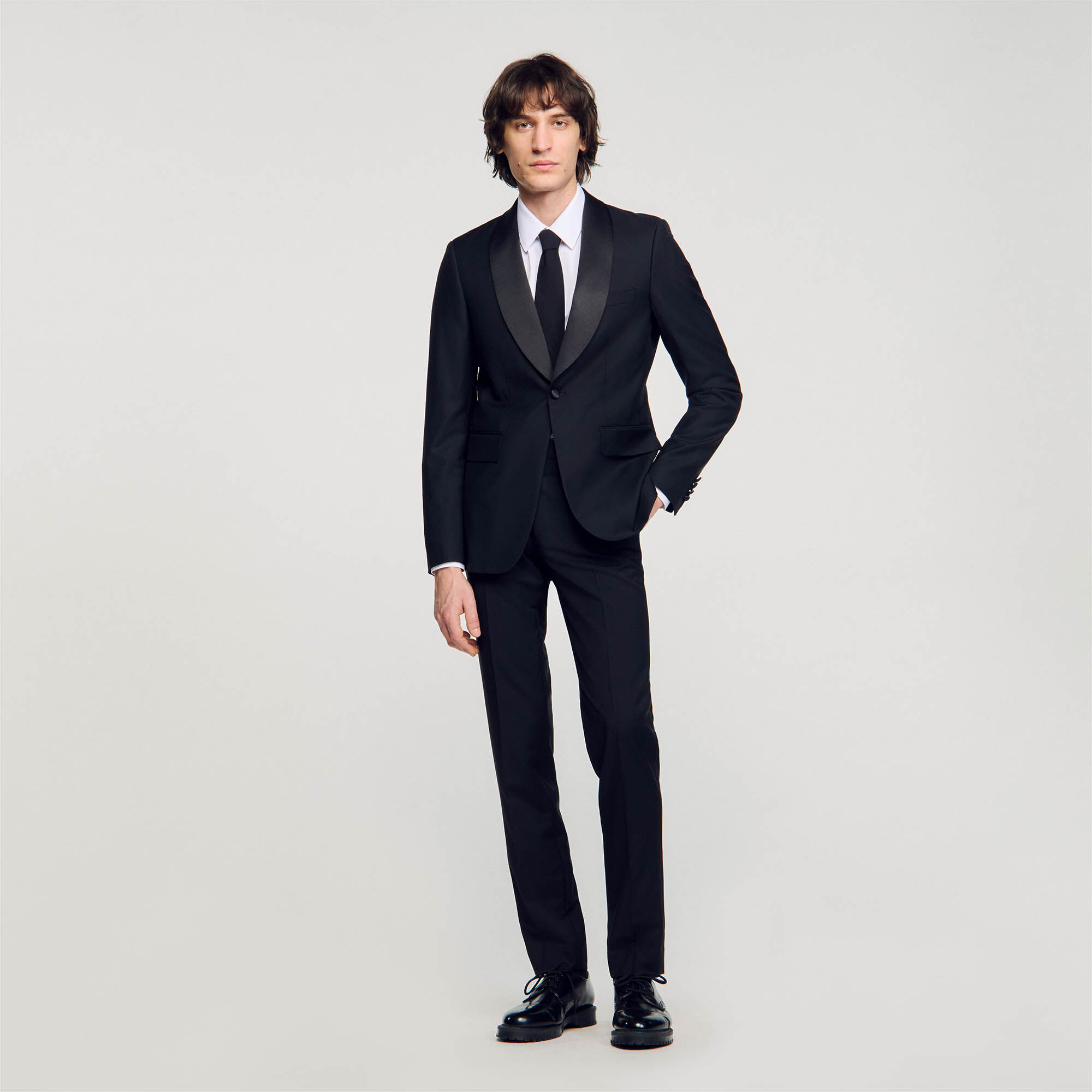 Veste de smoking gris noir pour homme Sandro Paris
