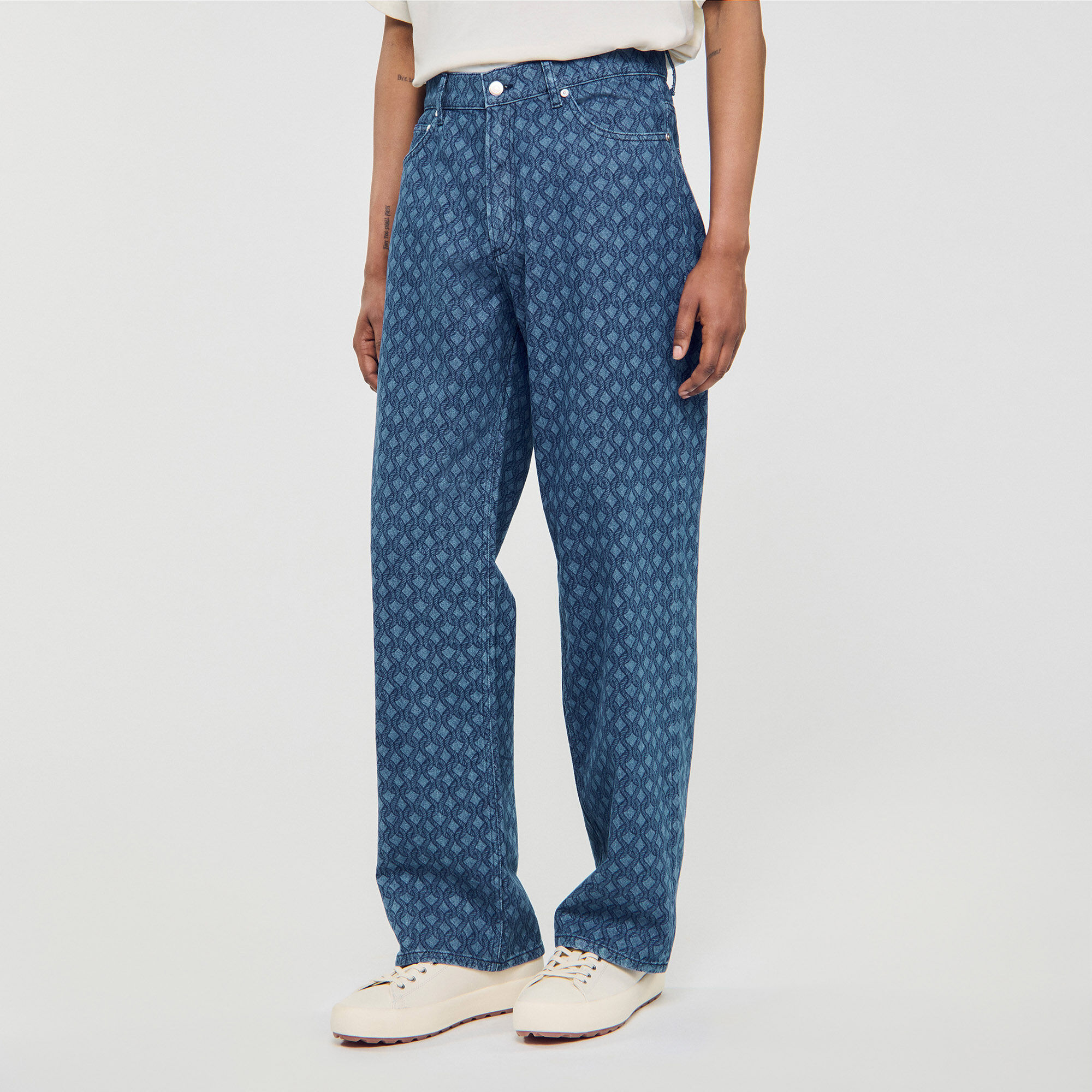 Jean baggy à motif corde