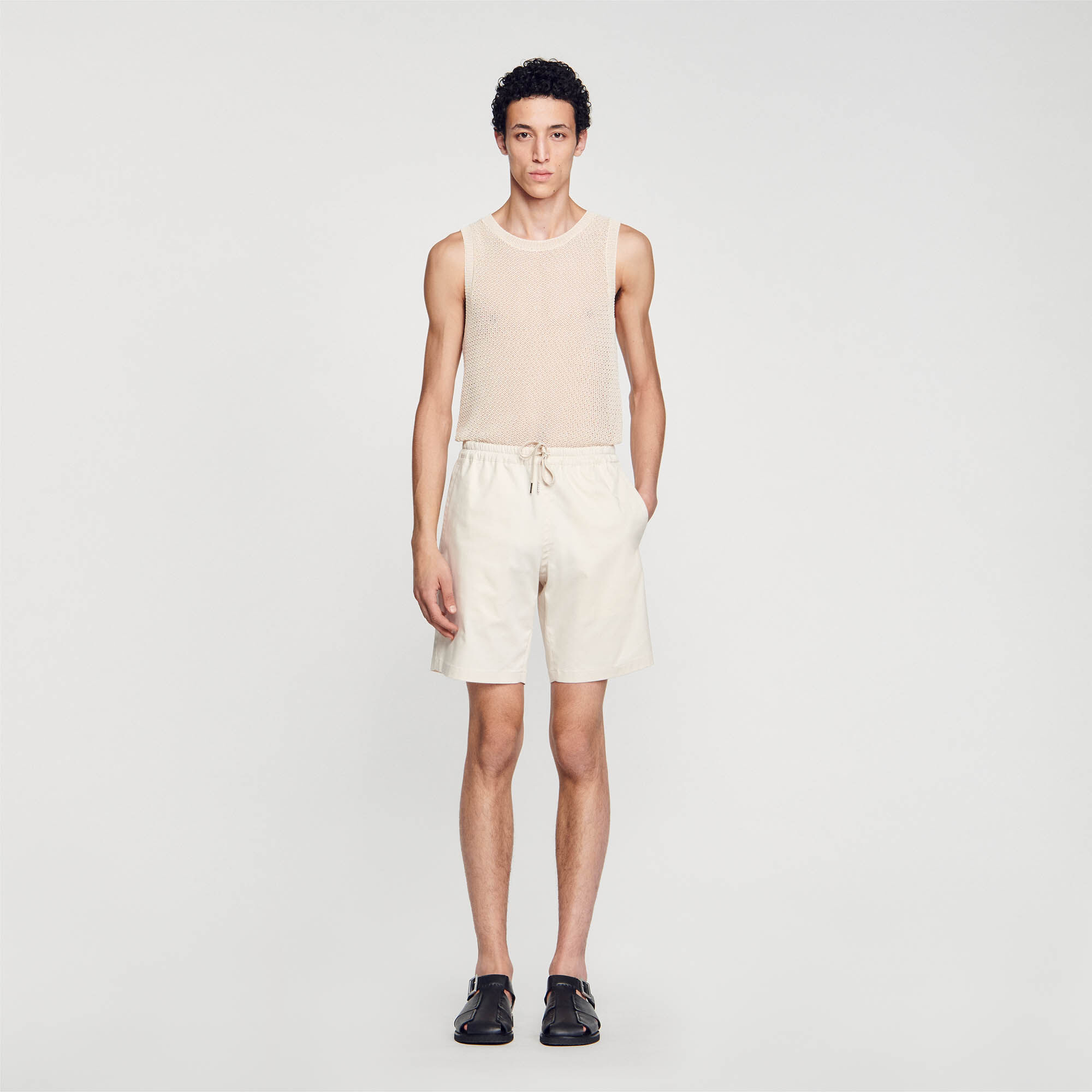 Short en coton beige pour homme Sandro Paris