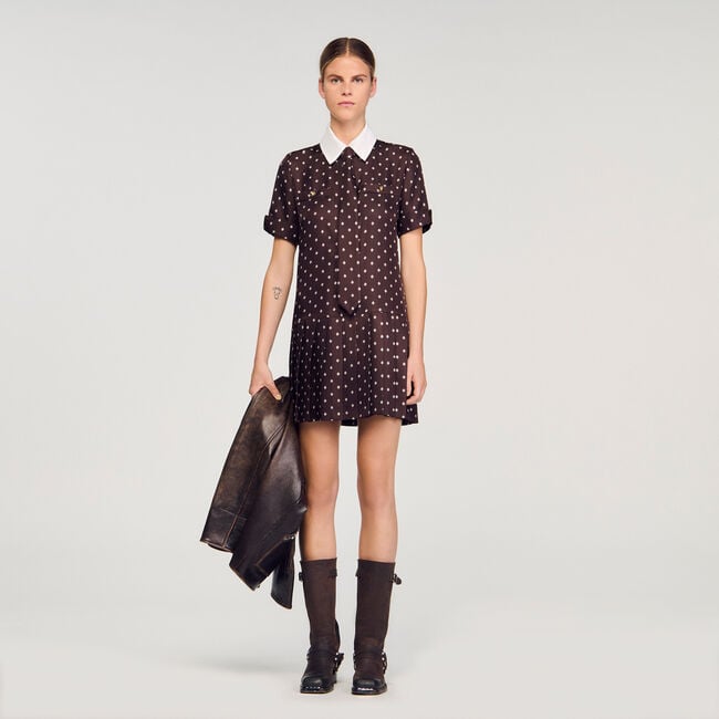Robe courte satinée imprimée 
