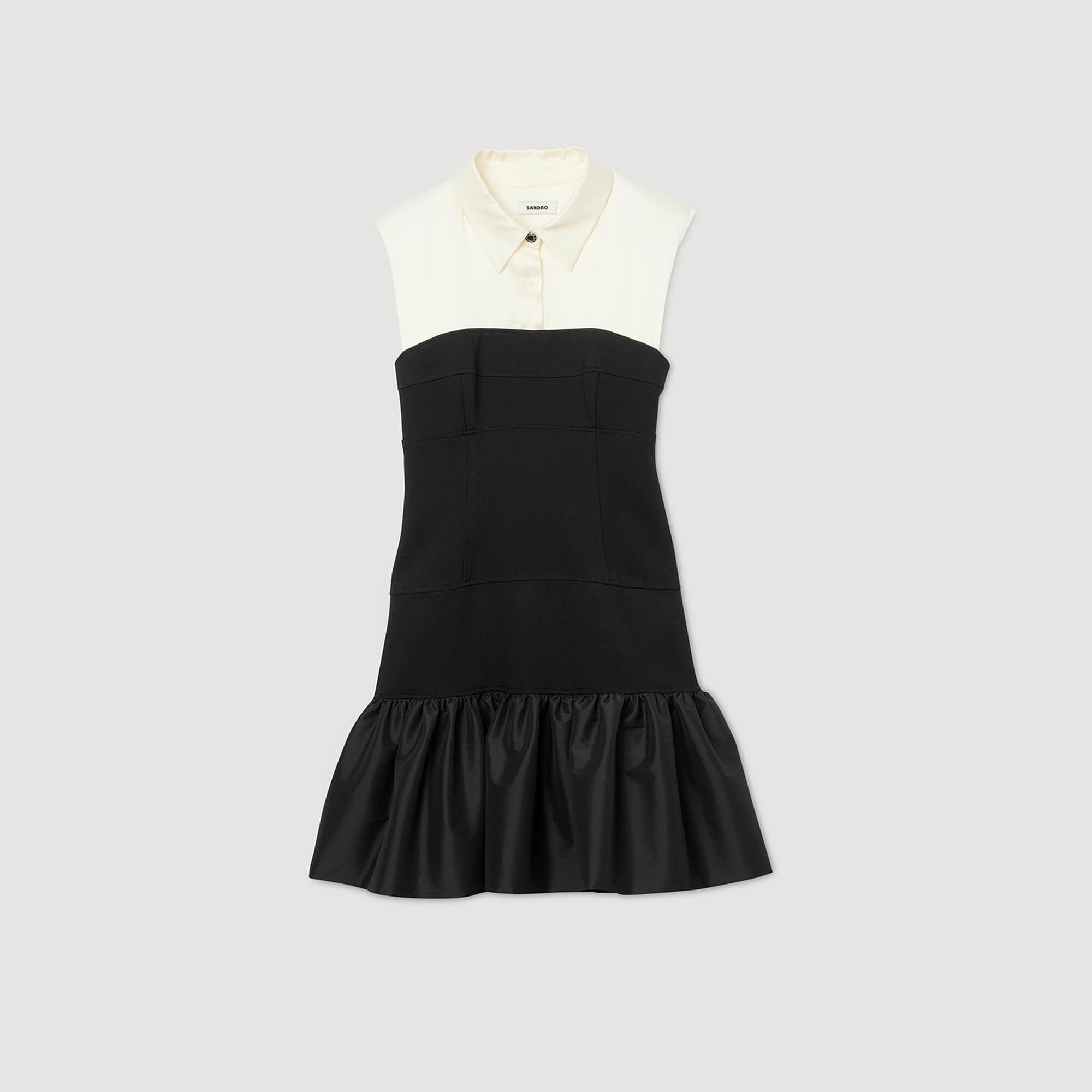 Robe courte bicolore volantée