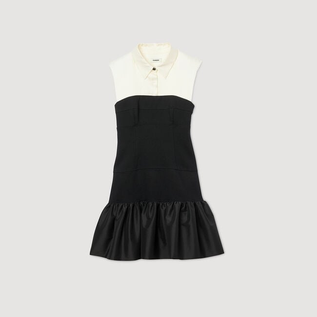 Robe courte bicolore volantée