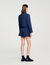 Veste courte à col en cuir 