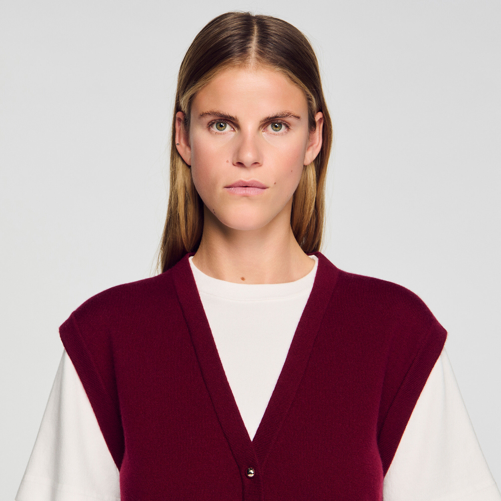 Pull bicolore en laine et cachemire 