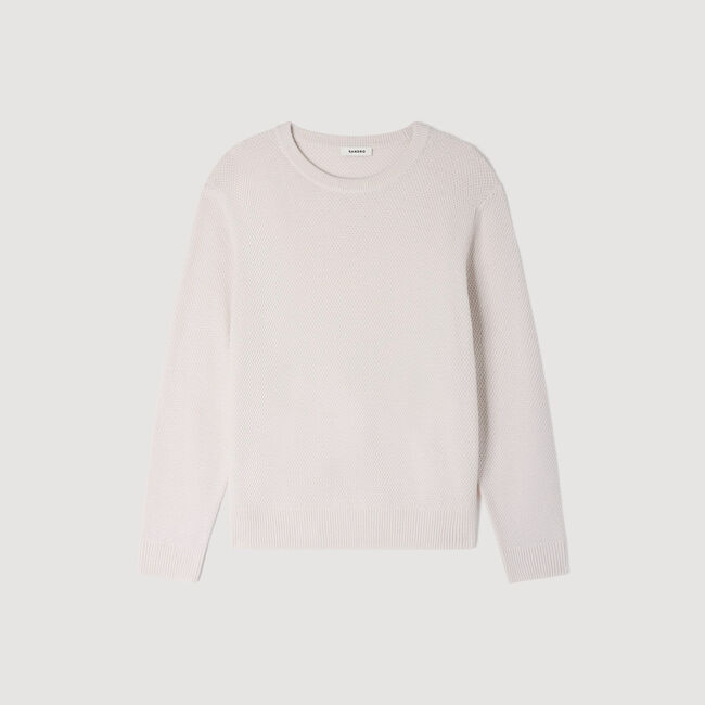 Pull col rond en point de riz