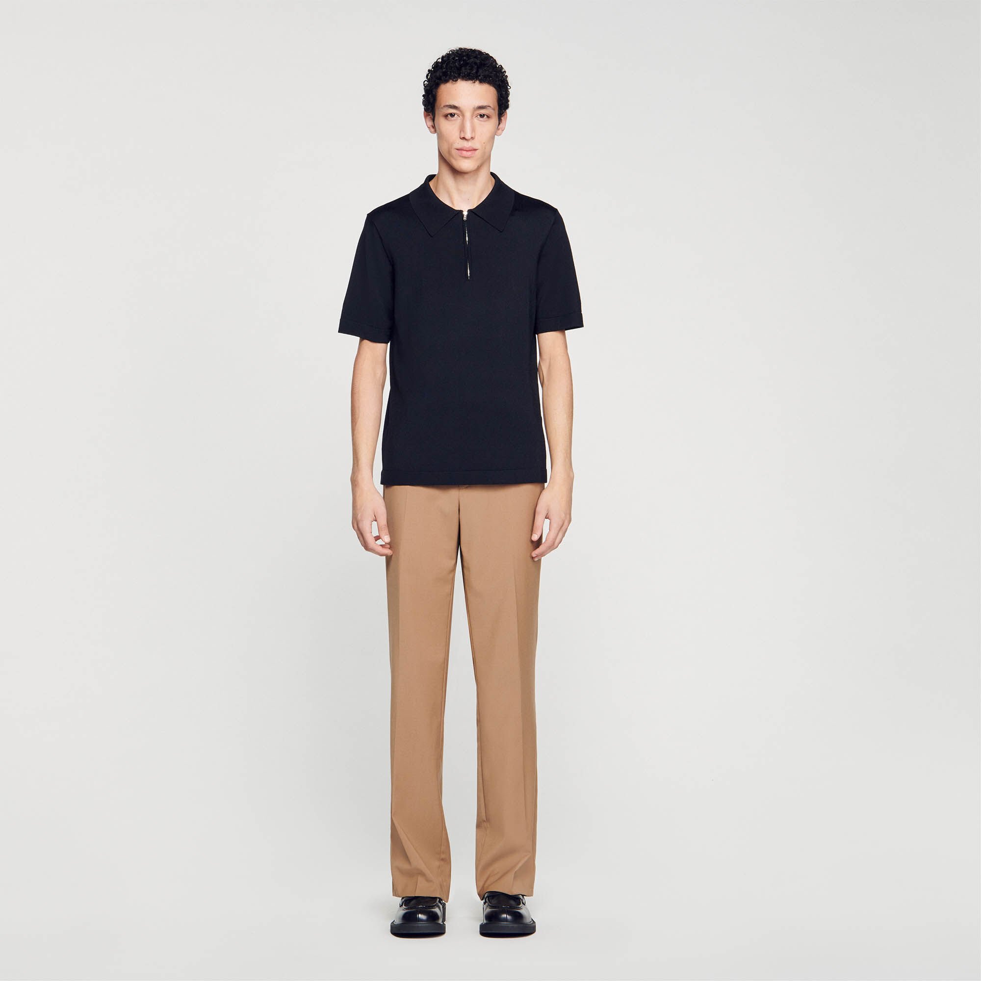 Polo en maille à col zippé