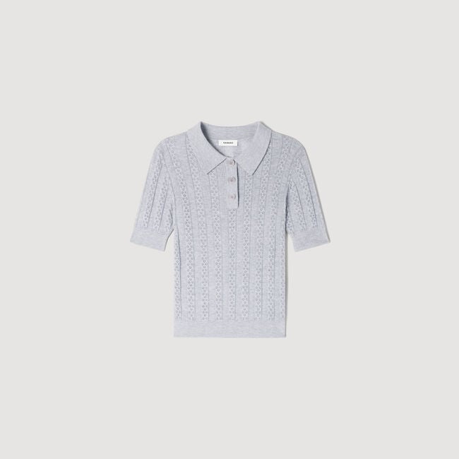 Pull en laine pointelle col polo