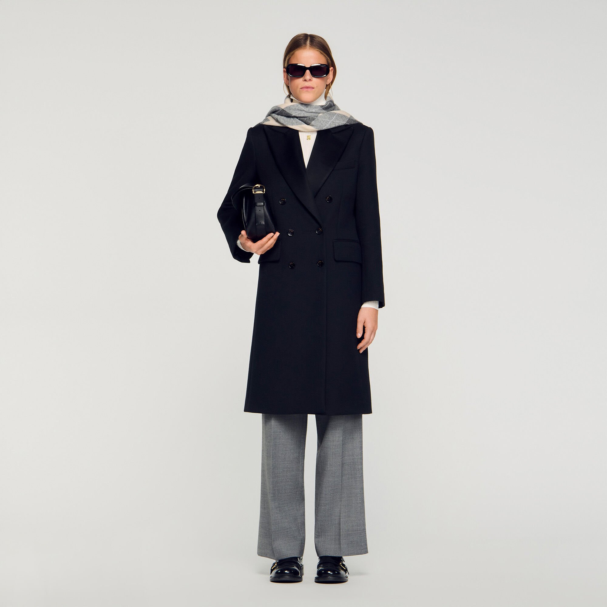 Manteau long à revers satinés