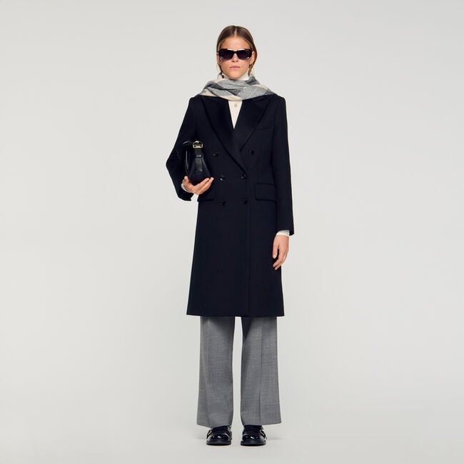 Manteau long à revers satinés