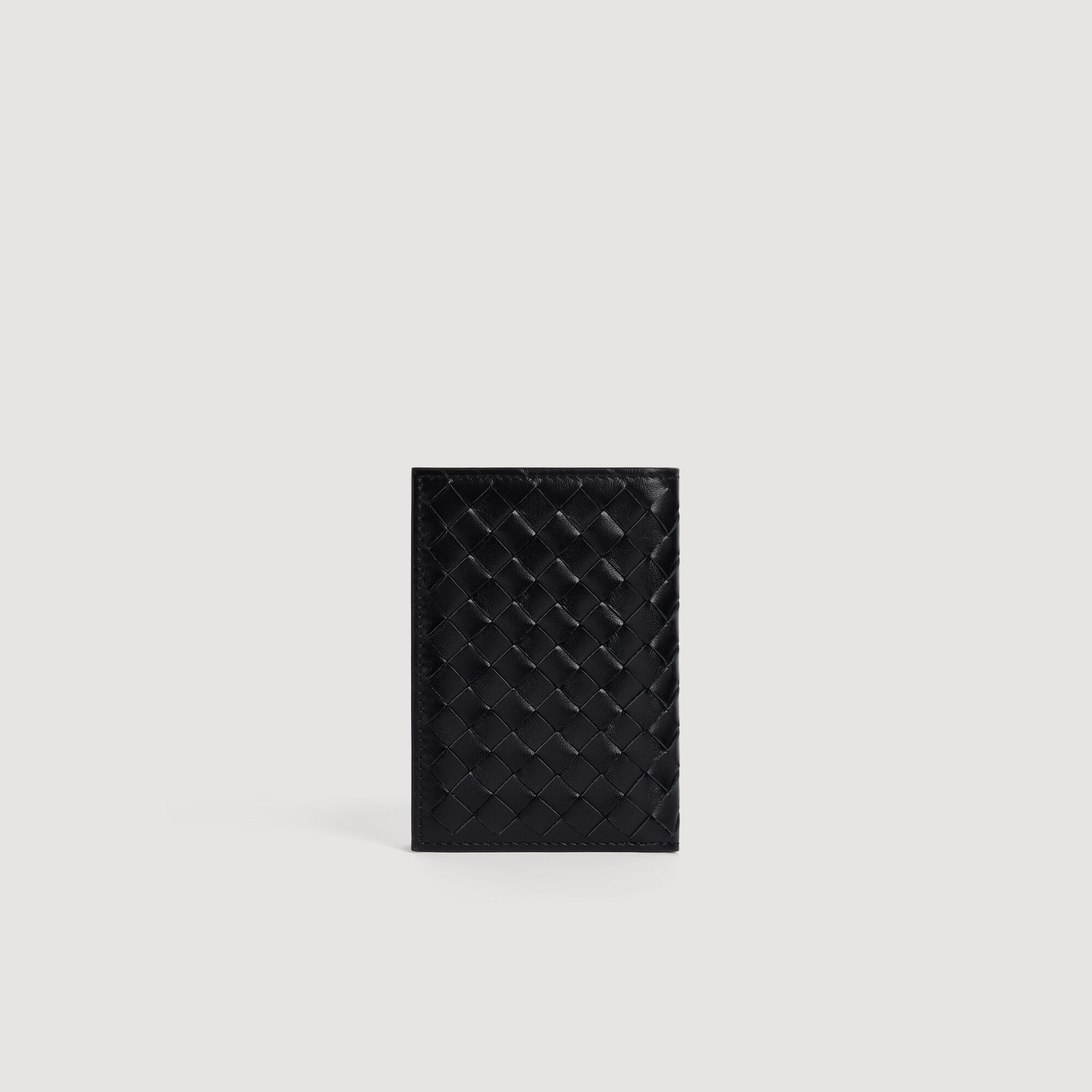 Porte-cartes en cuir tress&eacute; - Homme | Sandro Paris