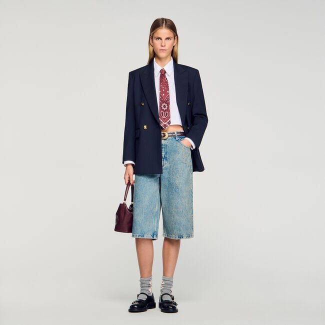Bermuda en jean effet usé