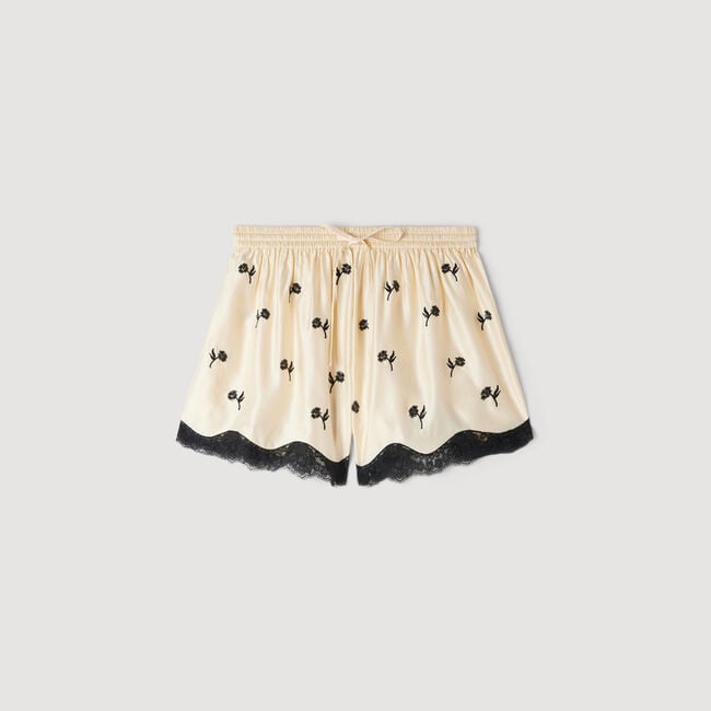 Short brod&eacute; &agrave; fleurs 