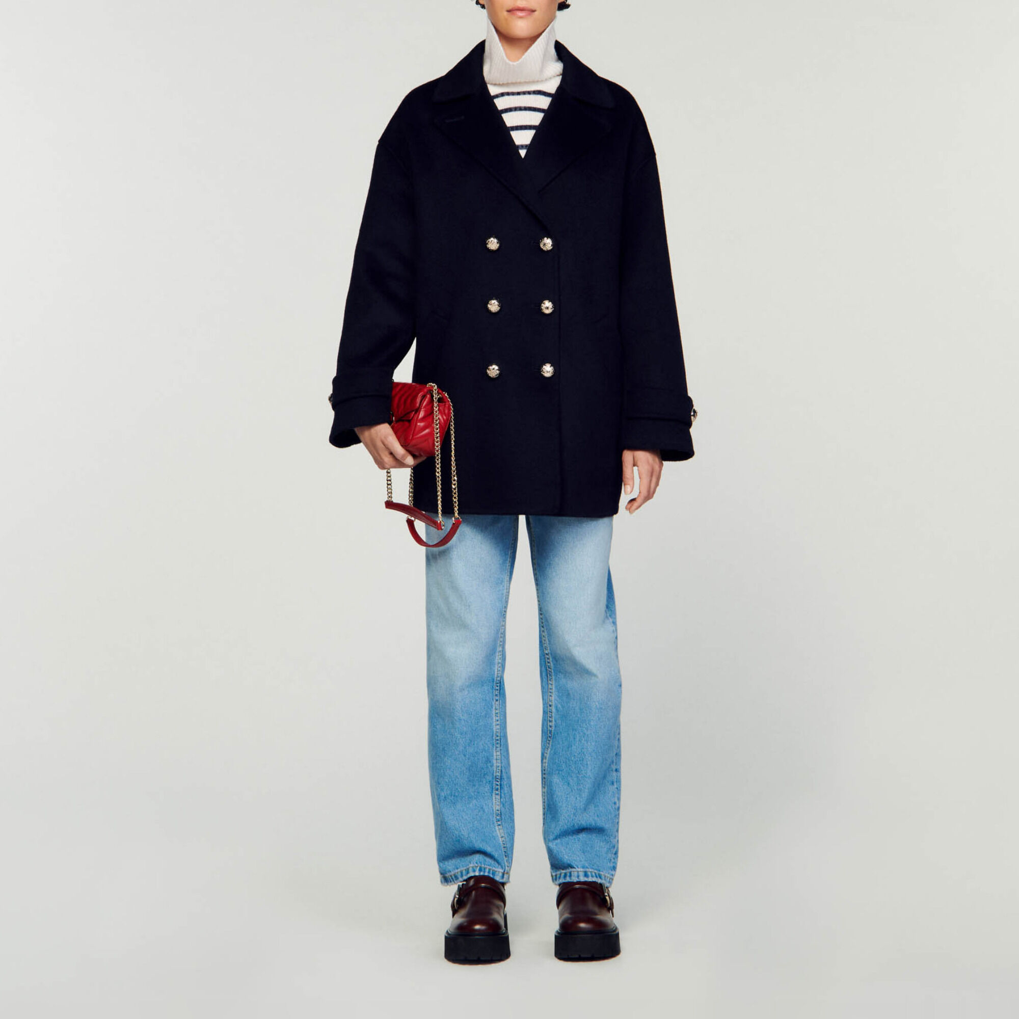 Caban oversize double face