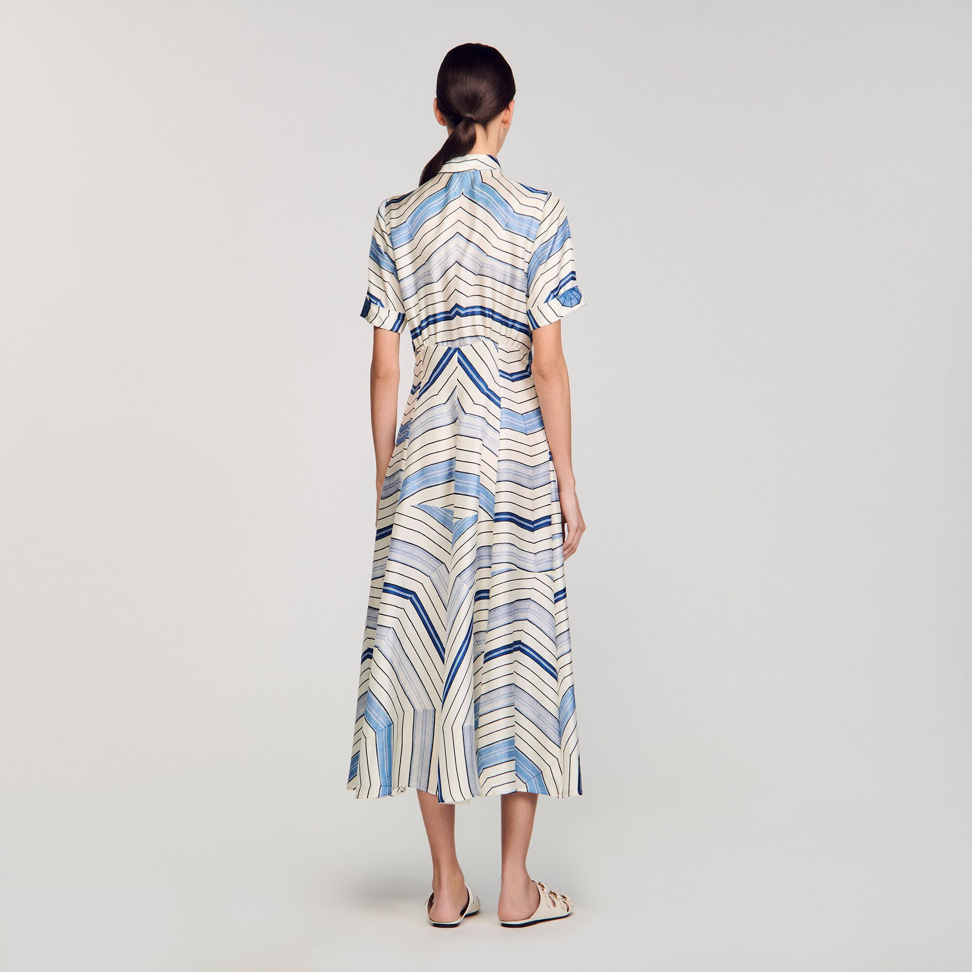 Robe midi en soie imprimé spirales
