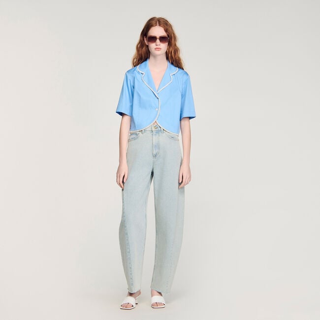 Chemise en coton &agrave; galon perl&eacute;