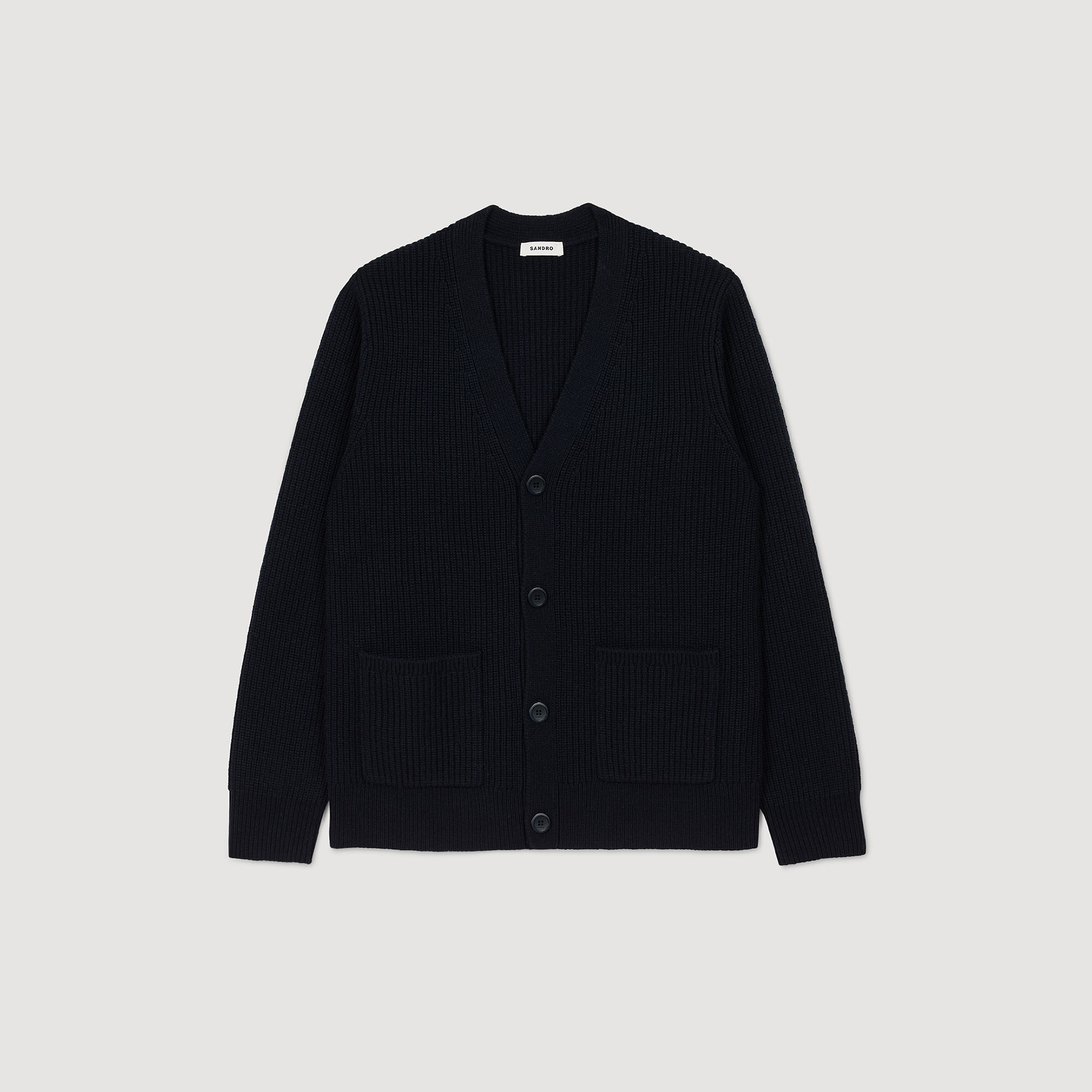 Cardigan en maille c&ocirc;tel&eacute;e - Homme | Sandro Paris