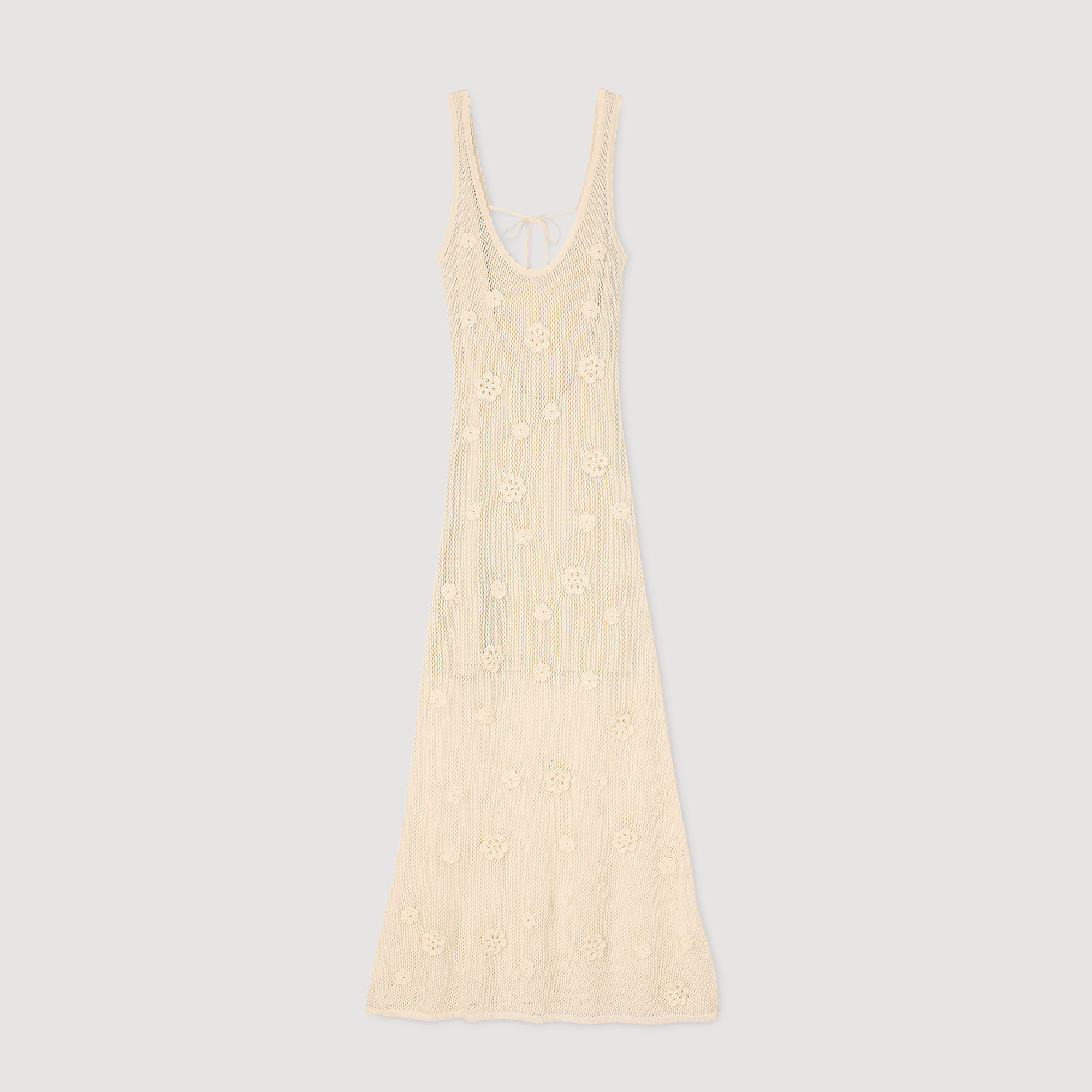 Robe longue en maille beige pour femme | Sandro Paris