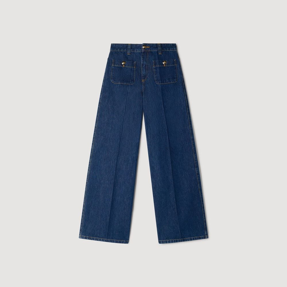 Sandro Gerade Jeans, aufgesetzte Taschen – Bleu brut – Ansicht 6