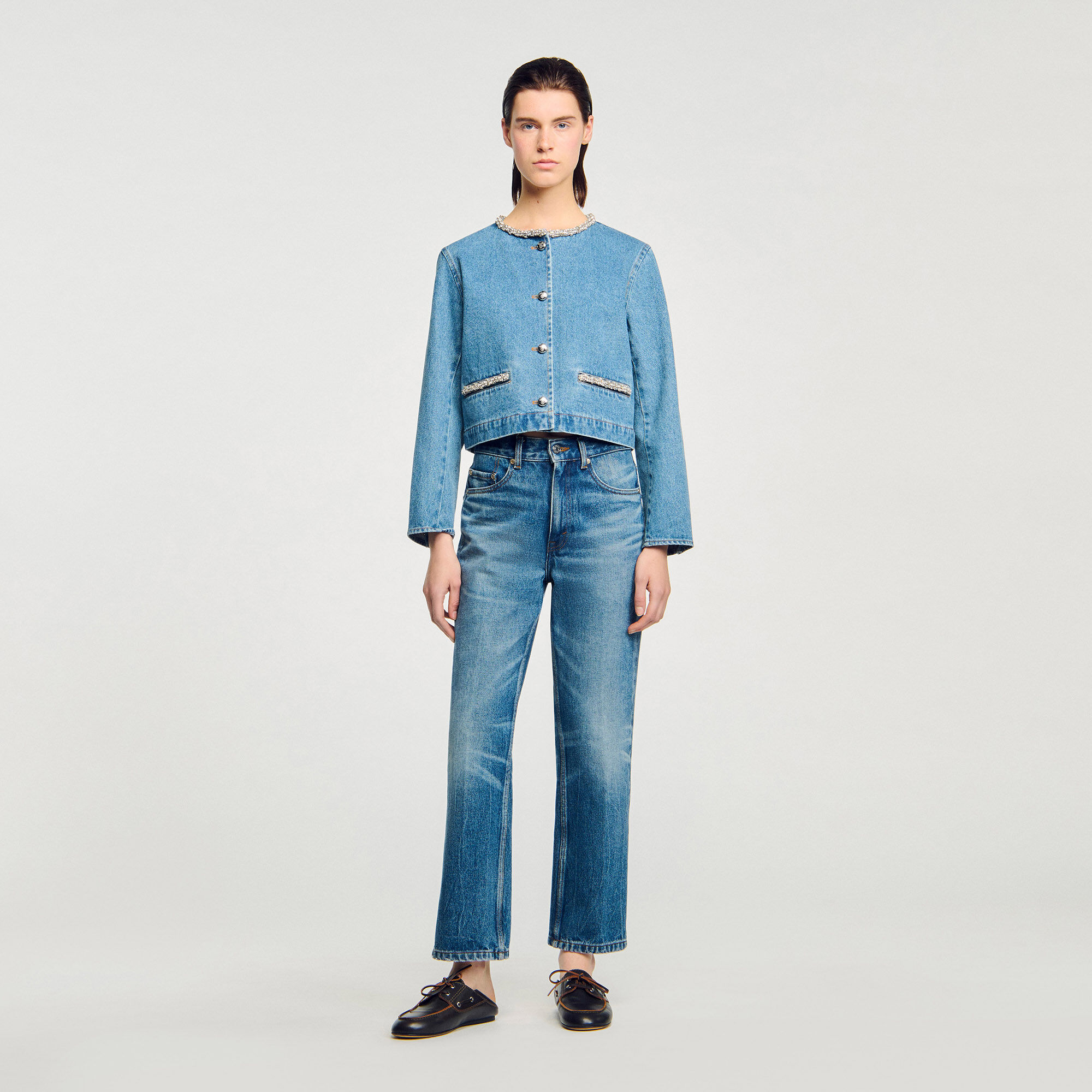 Blouson en denim strassé