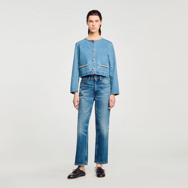 Blouson en denim strassé