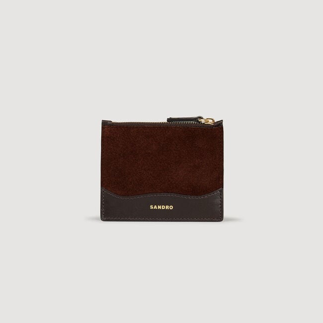 Porte-cartes en cuir et cuir suède
