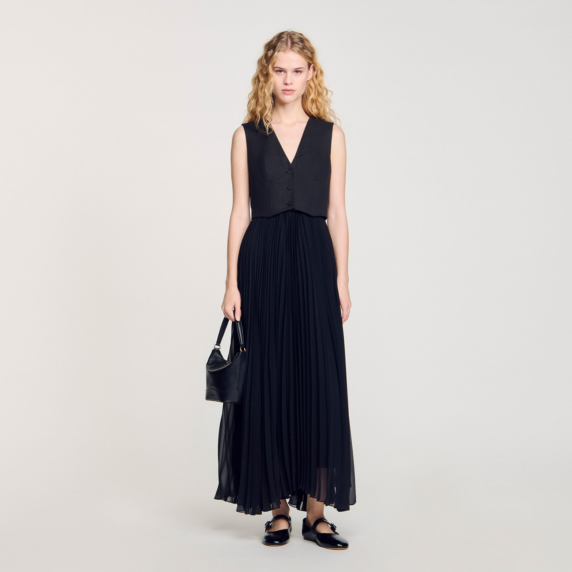 Robe longue noire sandro on sale
