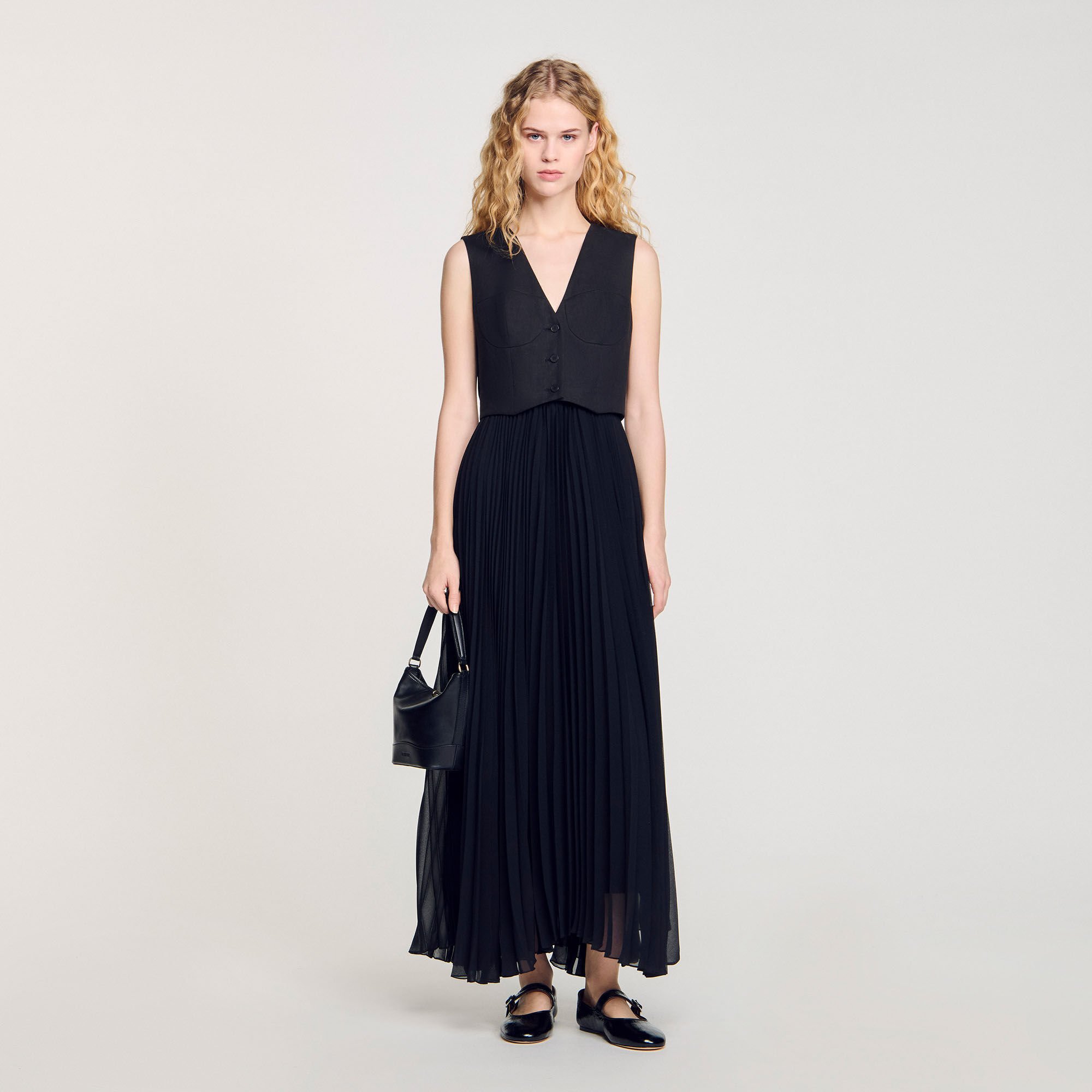 Robe longue plissée