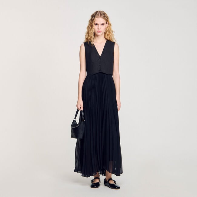 Robe longue plissée