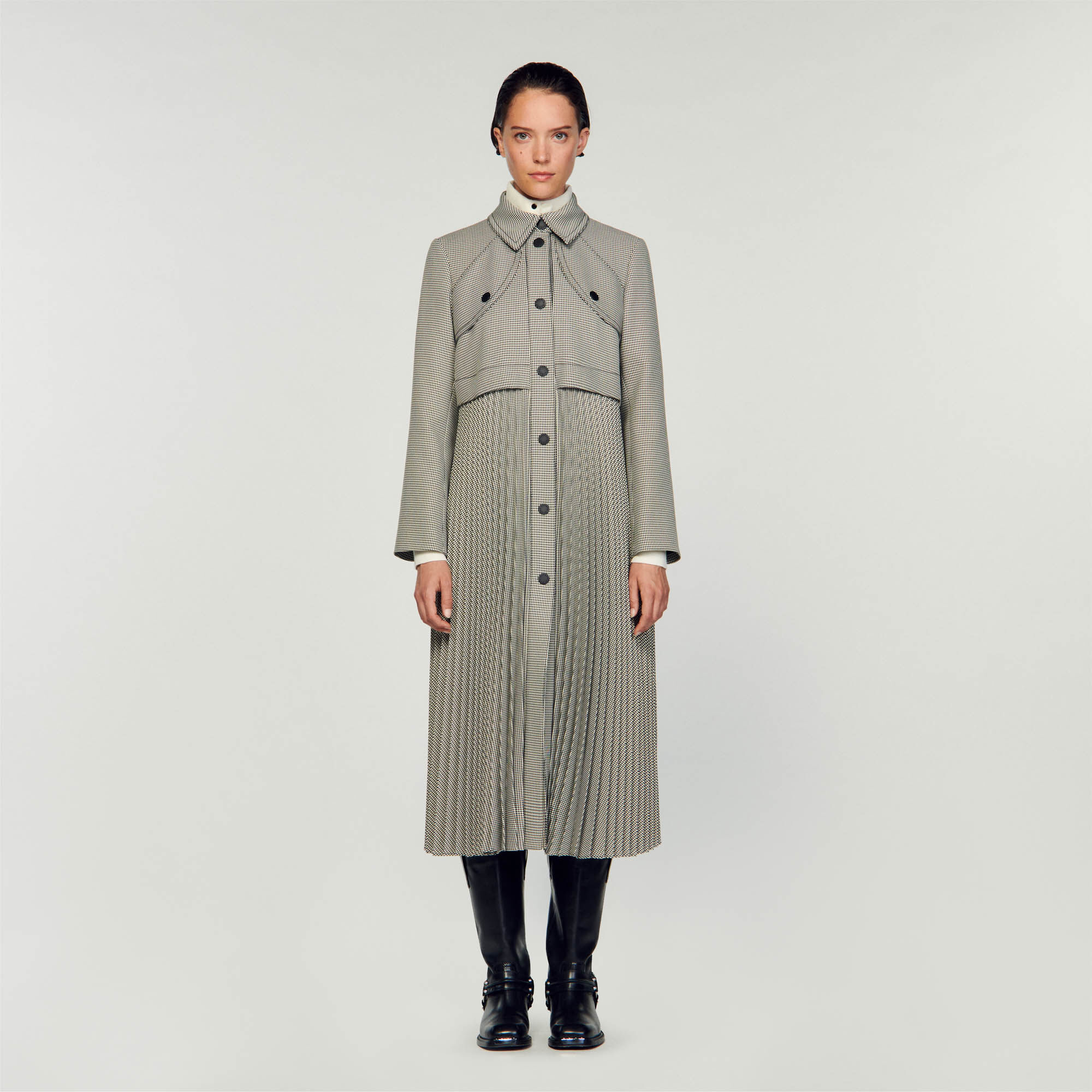 Trench pied de poule femme outlet