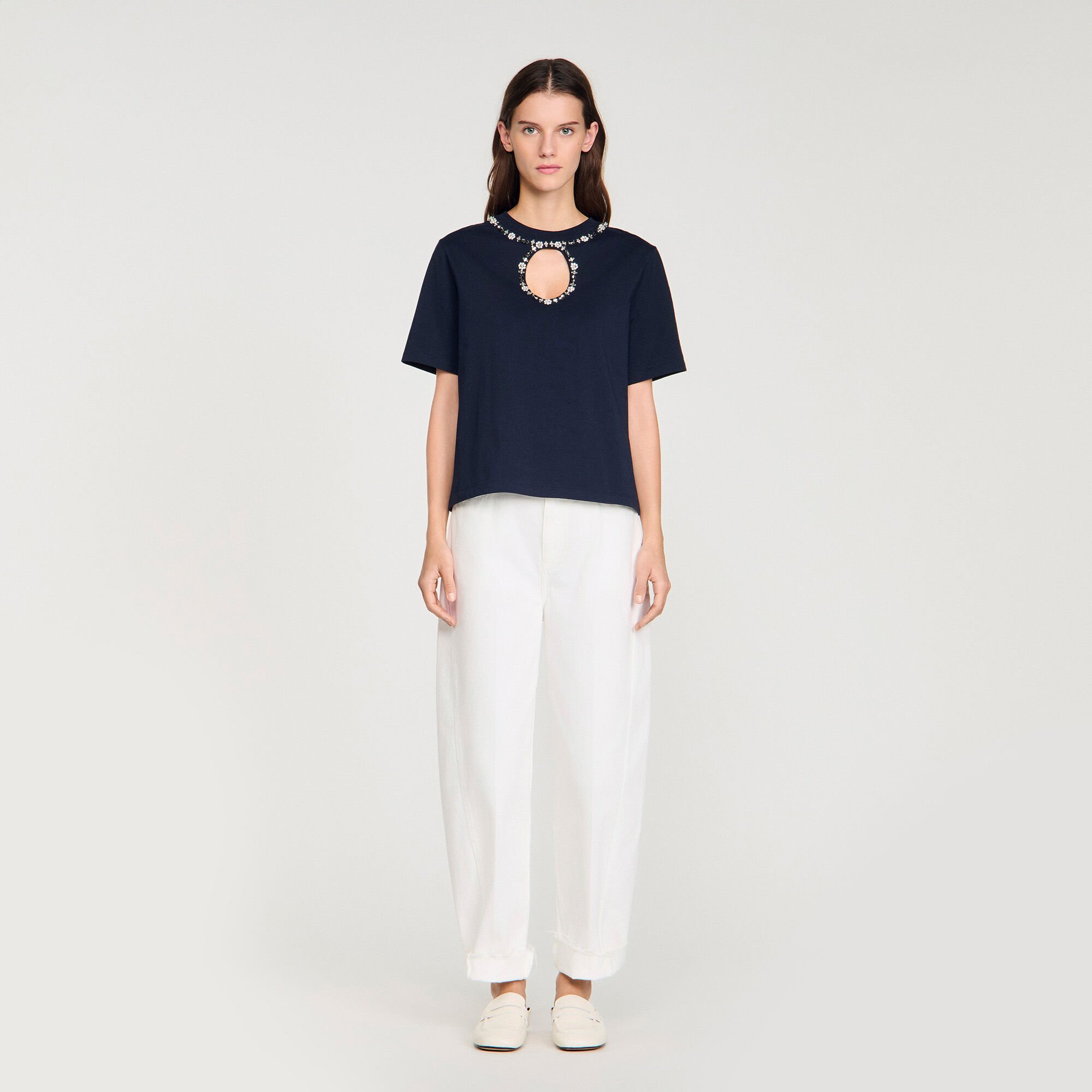 T-shirt ajouré strassé