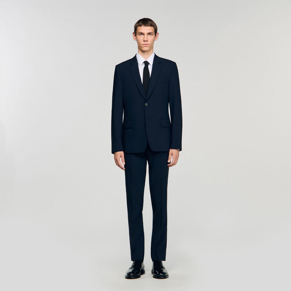 Sandro Chaqueta de traje de lana – Marina – vista 2