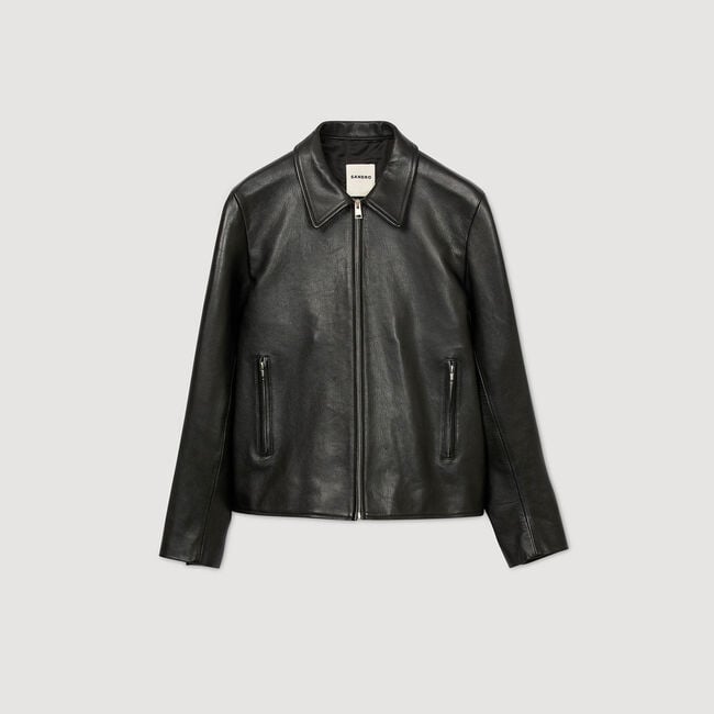 Blouson en cuir zippé