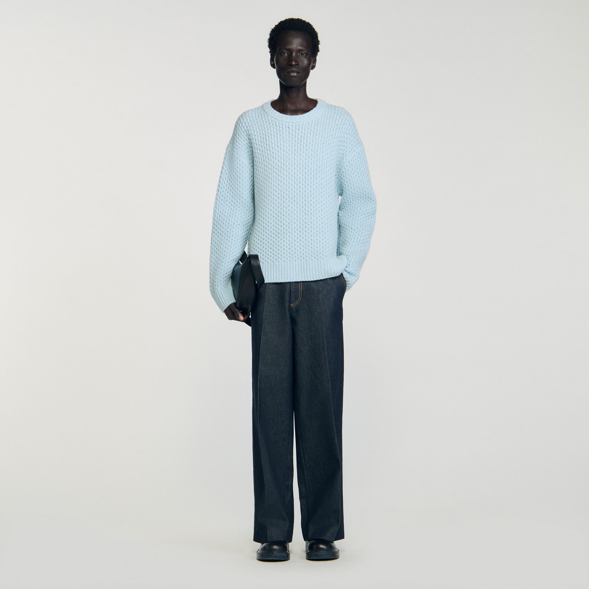 Pull laine point nid d'abeille
