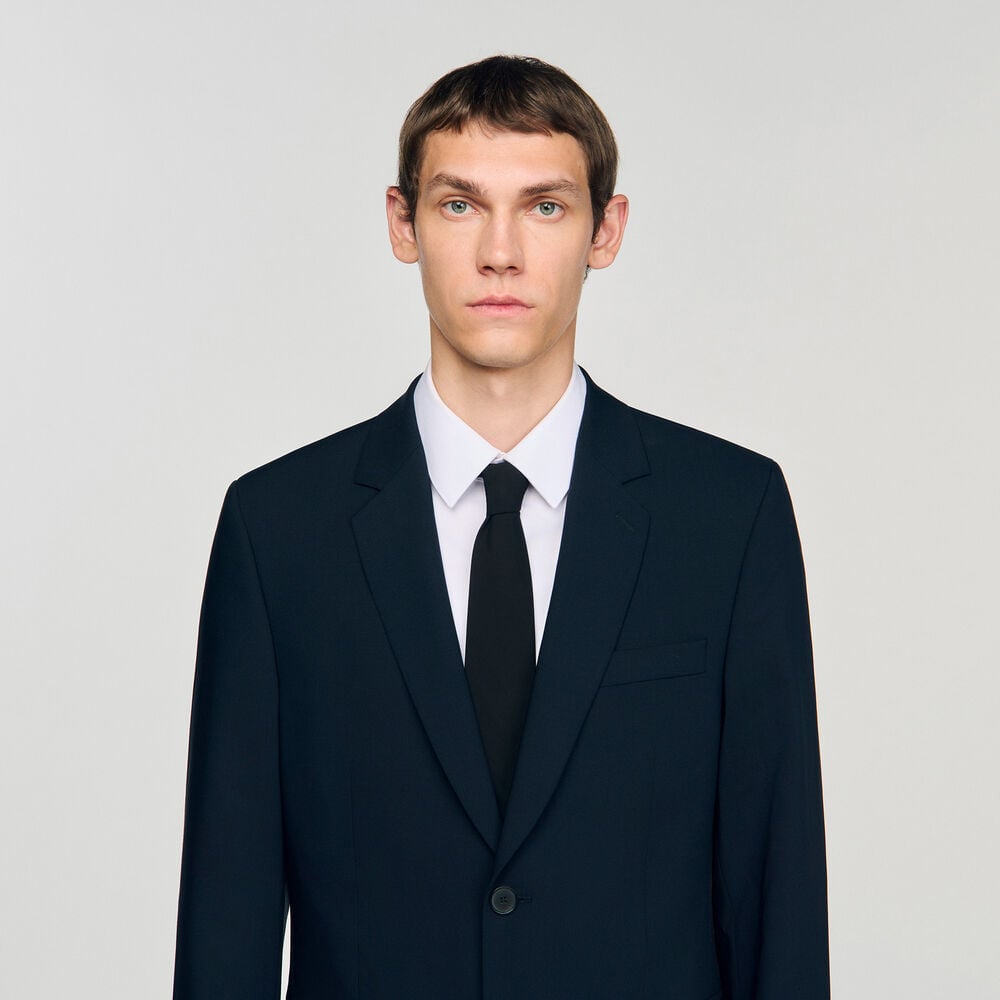 Sandro Chaqueta de traje de lana – Marina – vista 3