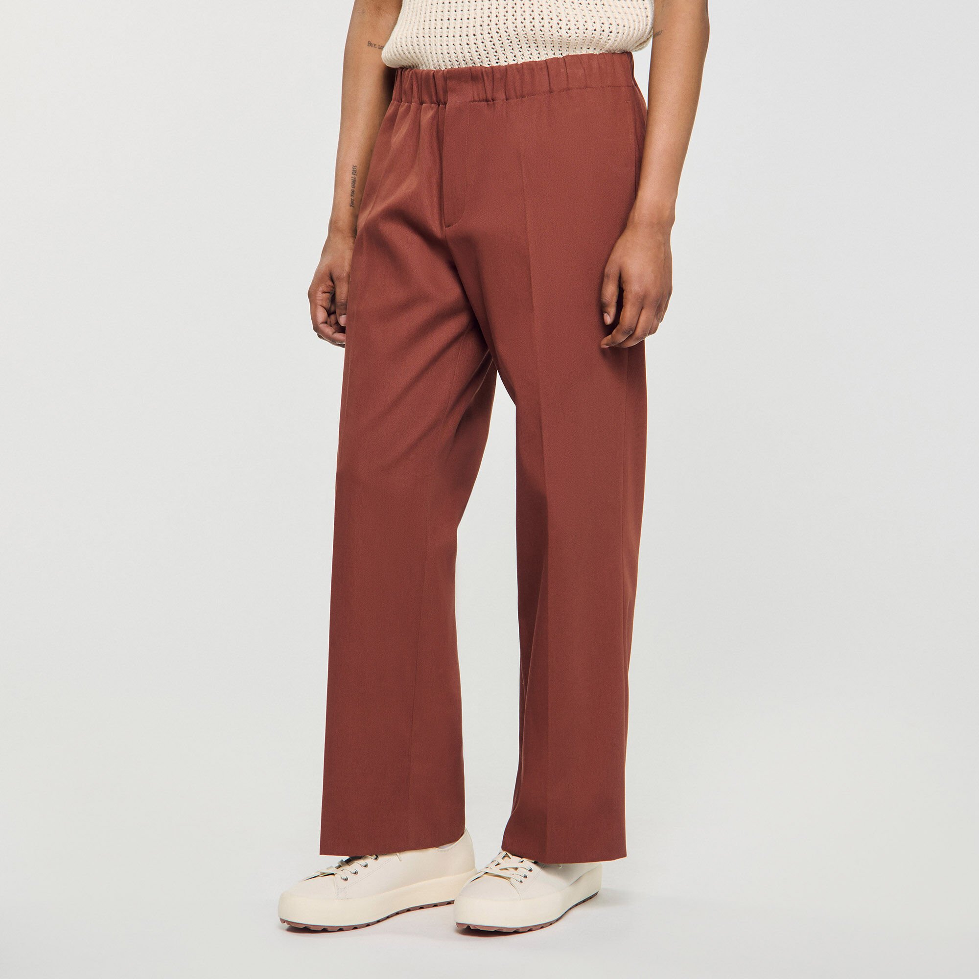 Pantalon large coton élastiqué