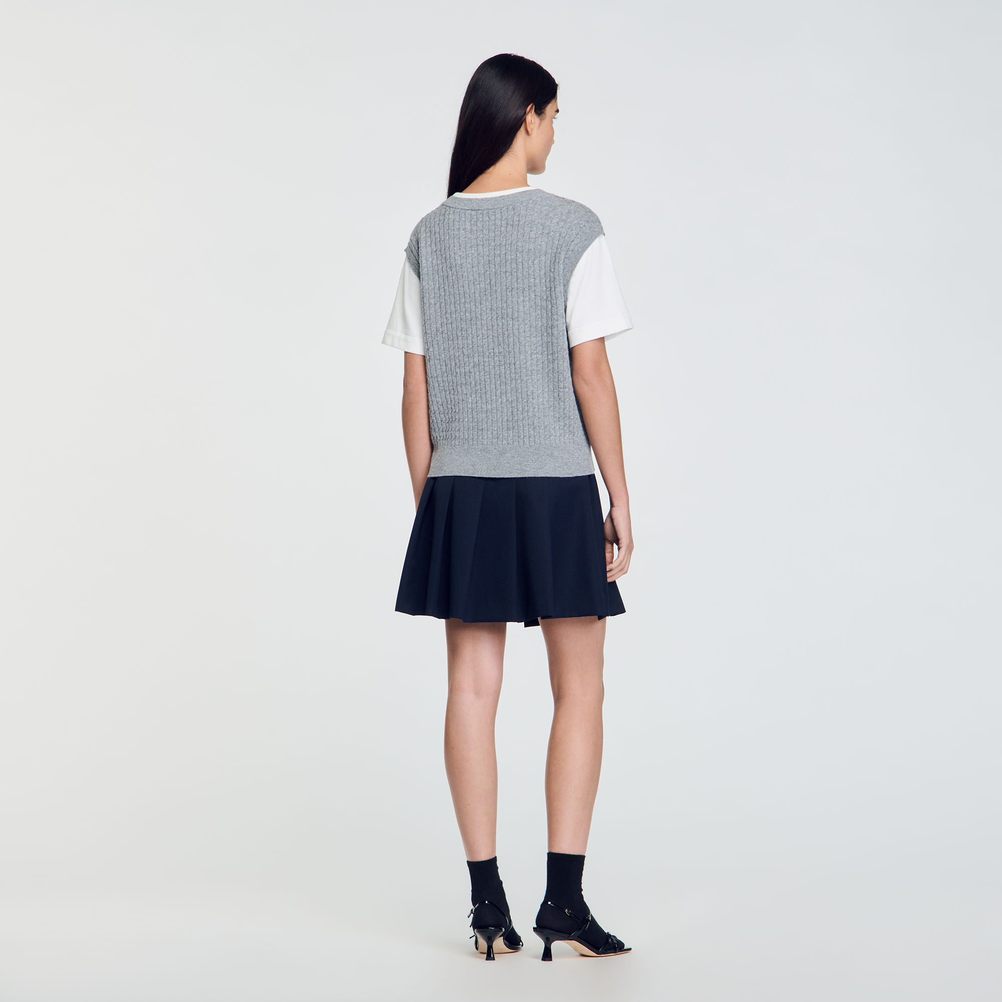 Pull trompe l'œil bicolore