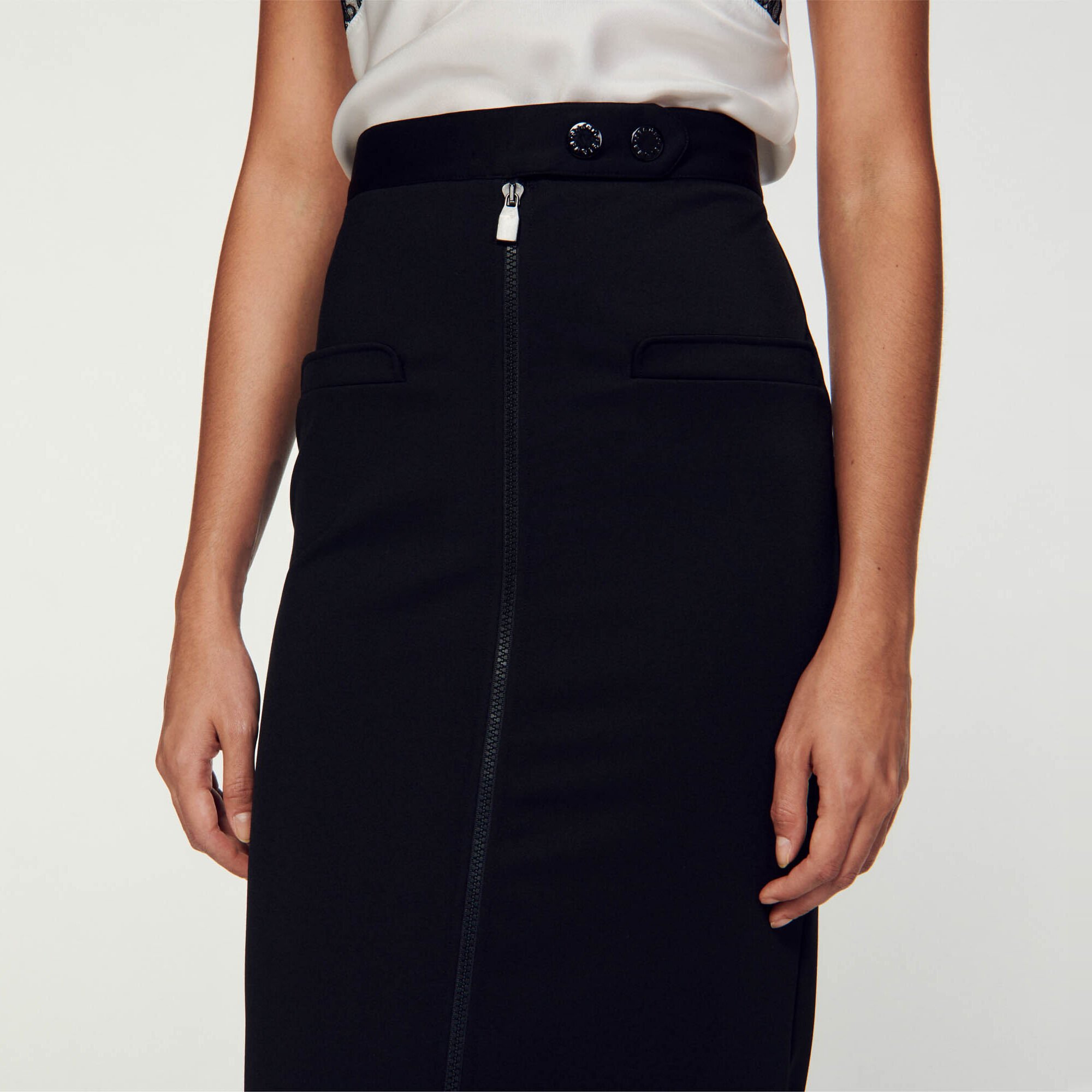 Jupe droite zippée