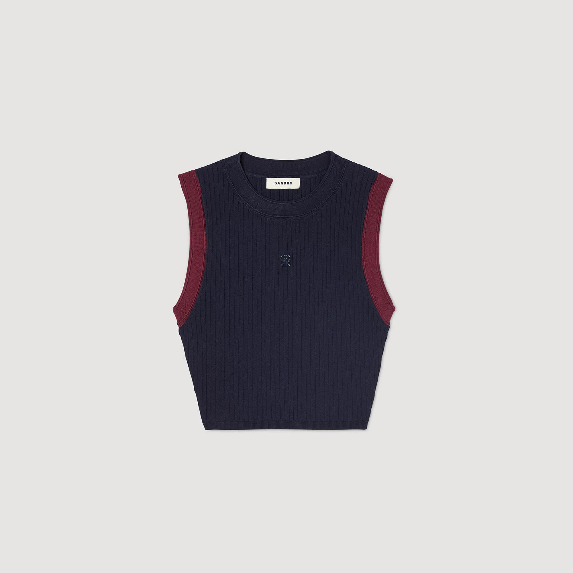Top en maille bicolore