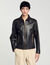Blouson en cuir effet usé
