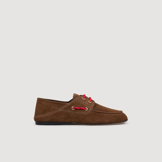 Chaussures bateaux cuir suédé lacet