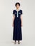 Robe longue en maille à détails denim